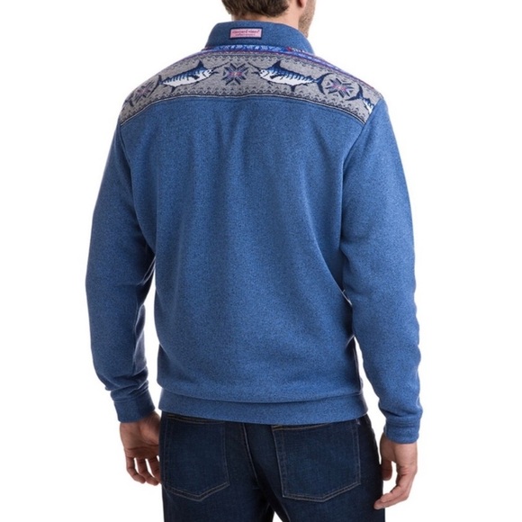 Vineyard Vines Men’s Sweater Blue Fair Isle Marlin Shep Pullover. Size Small - Picture 8 of 12